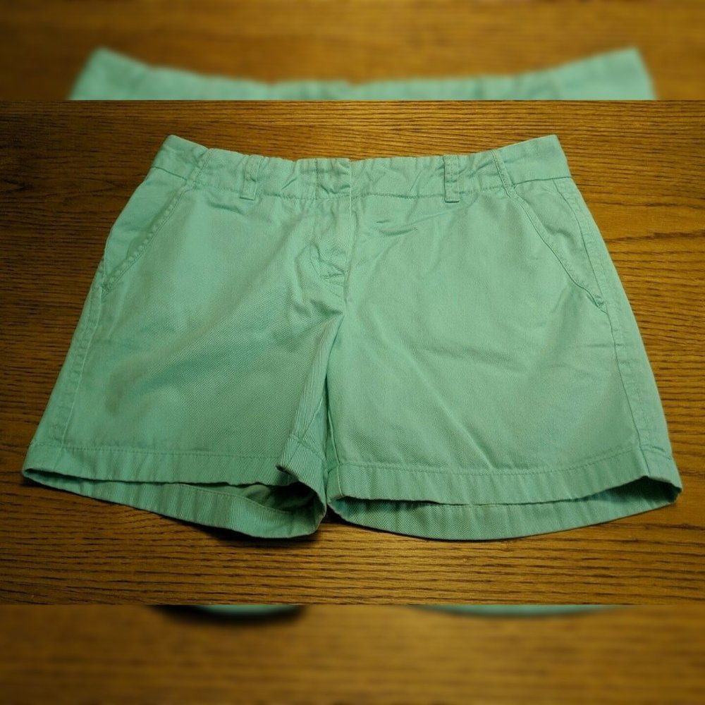 J Crew Green Weathered Classic Twill Chino Shorts Preppy Cotton Women's Size 6